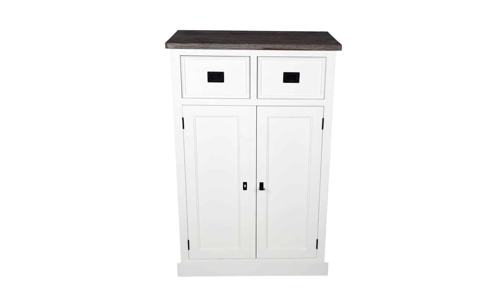 Comodă înaltă, Lahoma, Lemn Masiv, 4 compartimente, 80x45x120, Alb/Maro