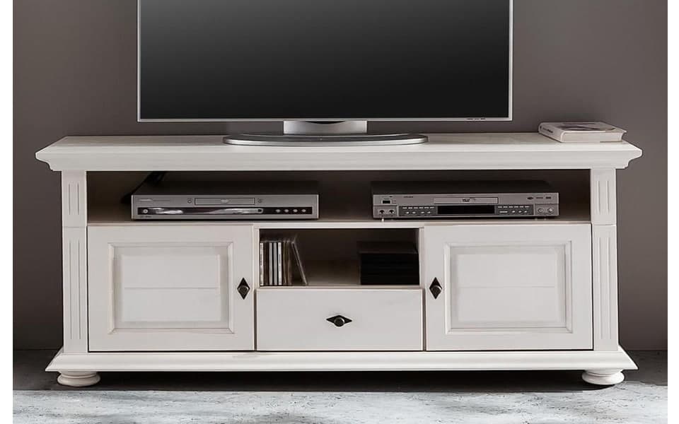 Comodă TV Ariana, Lemn masiv, 137x45x65cm, Alb