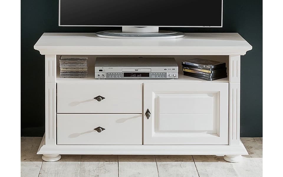 Comodă TV Ariana, Lemn masiv, 110x45x65cm, Alb