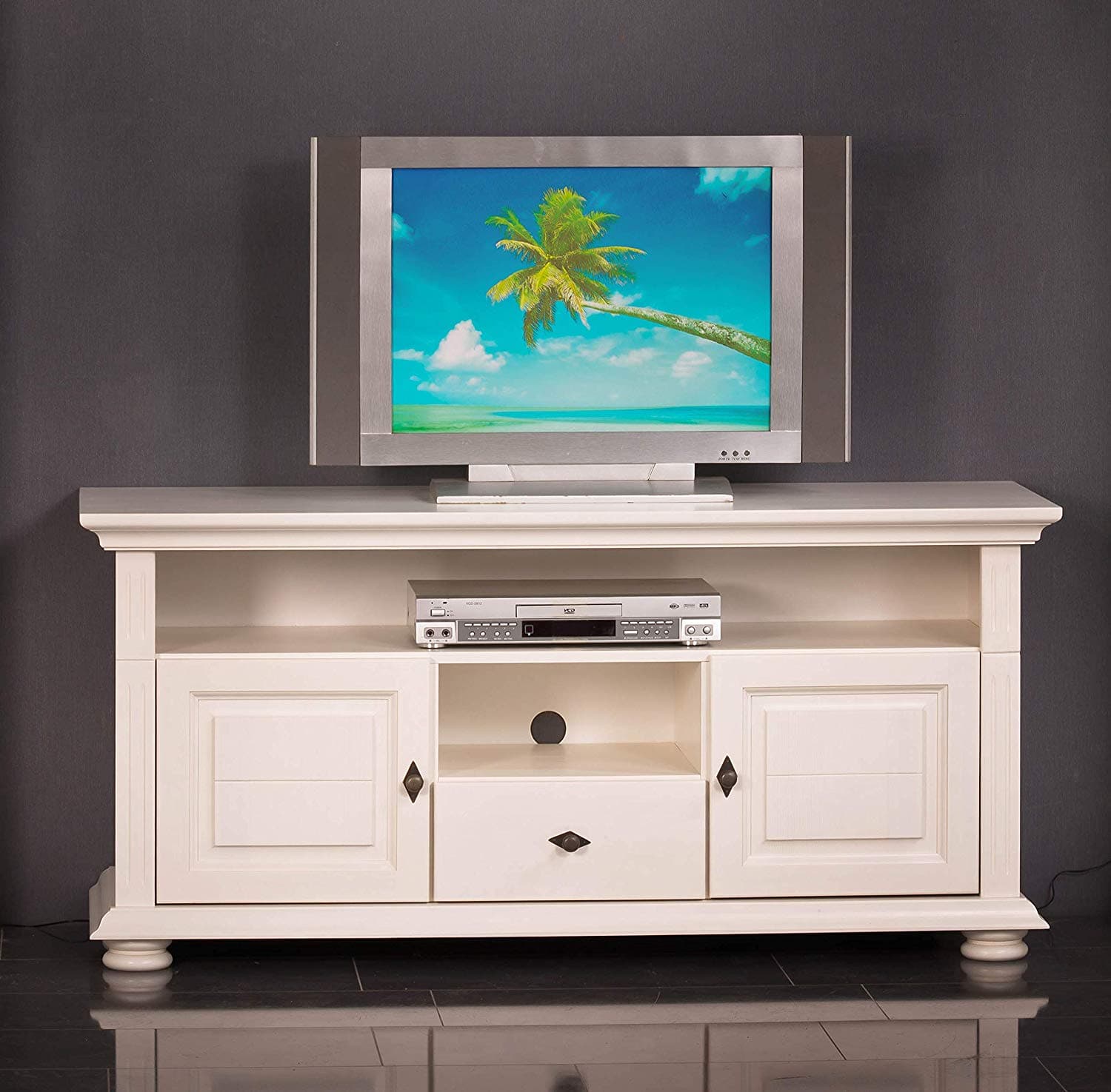Comodă TV Ariana, Lemn masiv, 137x45x65cm, Alb