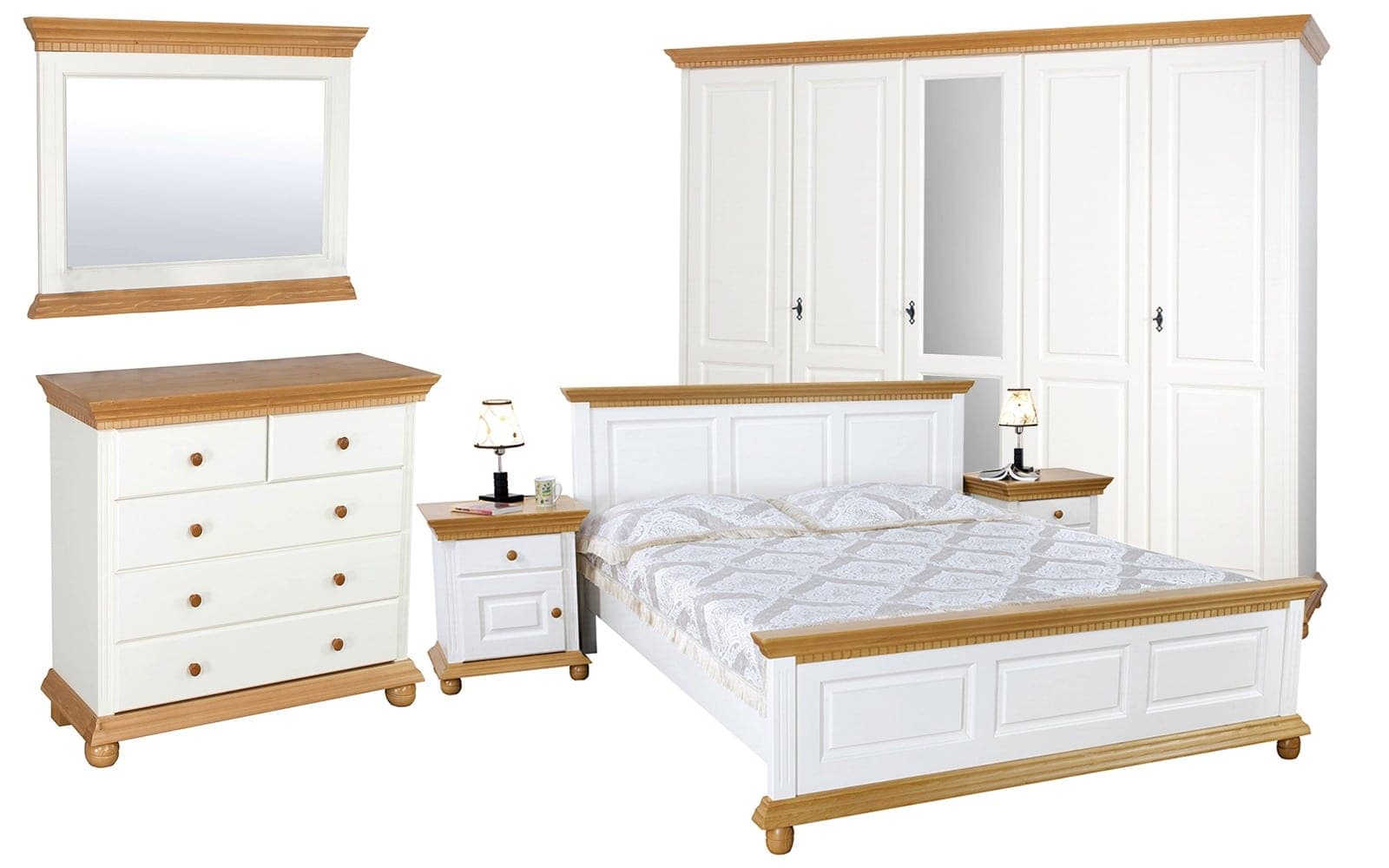 Set Dormitor Celia, Configurabil, Alb/Natur