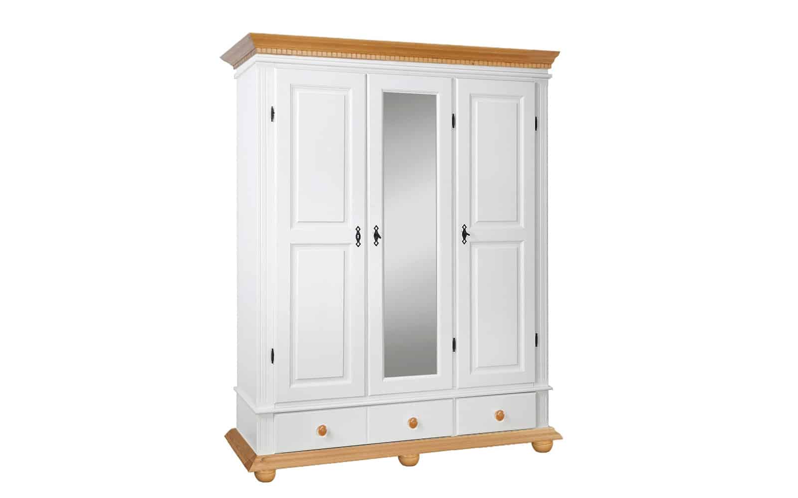 Dulap Celia, Lemn Masiv, 153x58x191, Alb/Natur