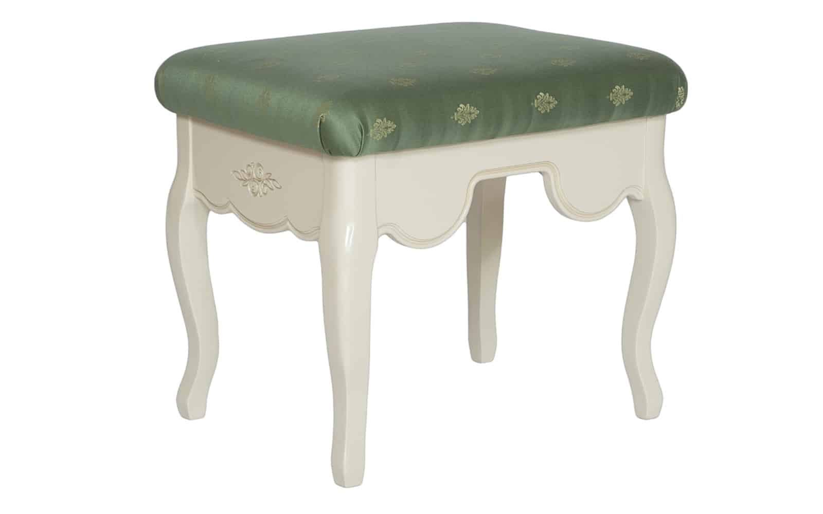 Taburet Casandra, Lemn Masiv, 53x40x46cm, Alb Antic