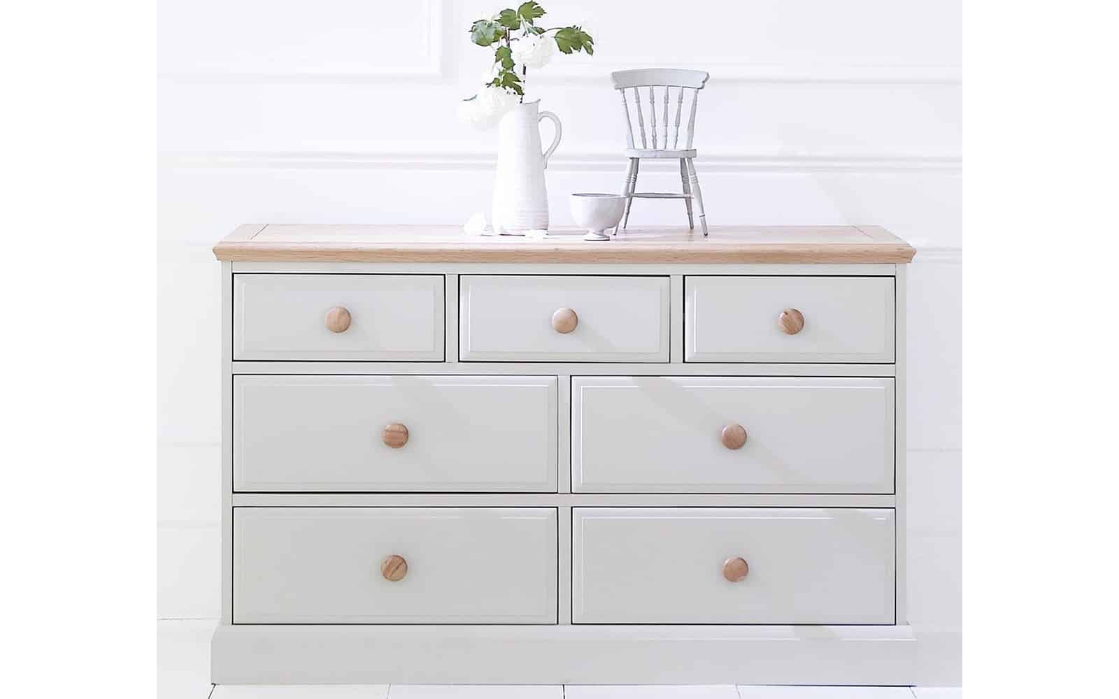 Comoda Sussane, Lemn Masiv, 122x41x76cm, Gri/Natur