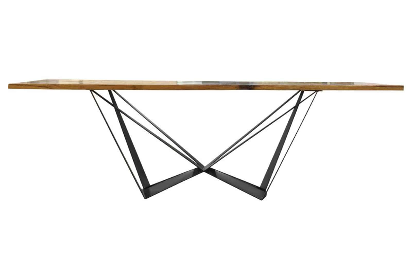 Masă Dining Viktor, Stejar, Picioare Metal, 200/220/240 x 100 x 78 cm din lemn masiv