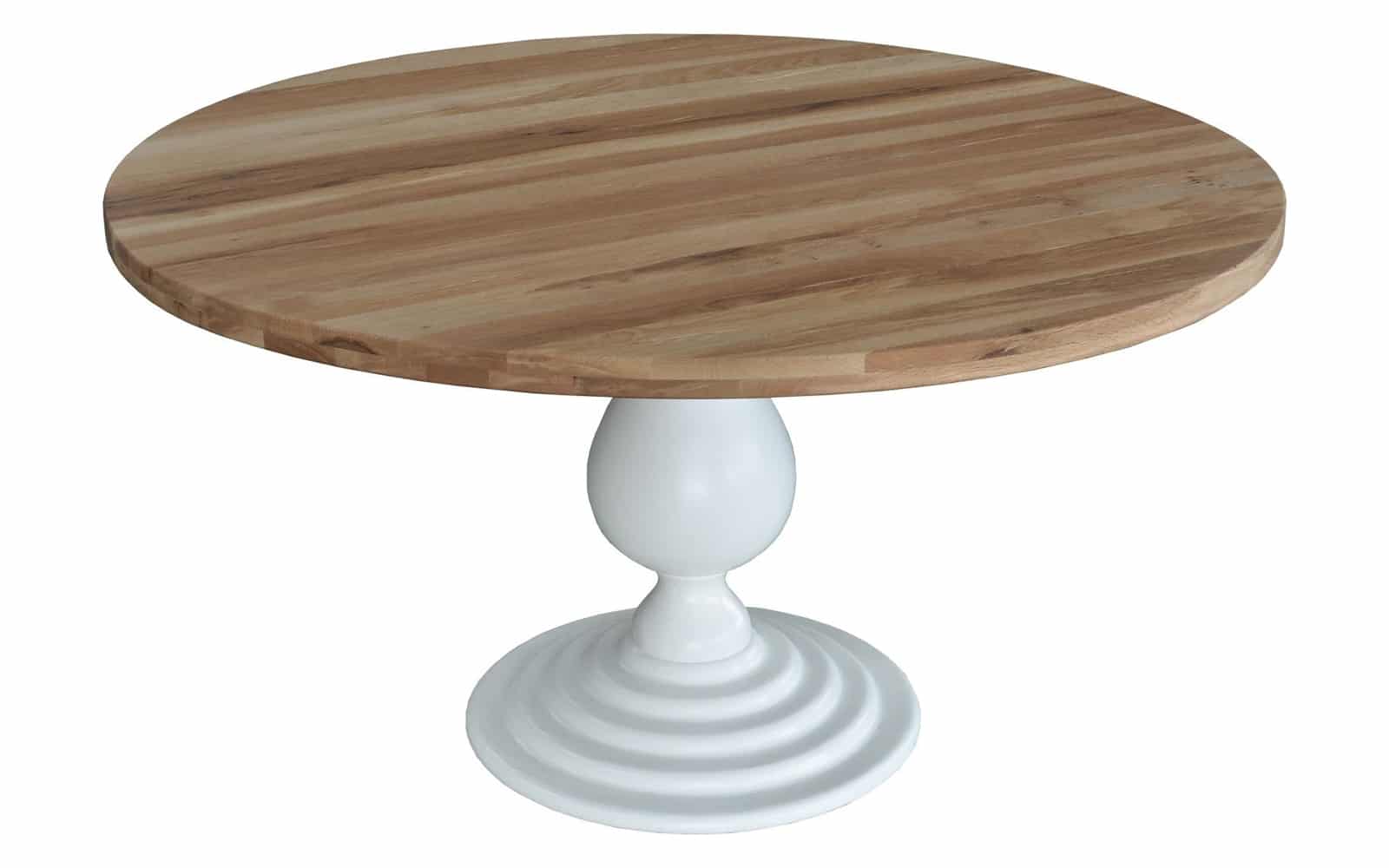 Masă Rotundă Elise, Blat Stejar, Înălțime 79 cm, Natur/Gri
