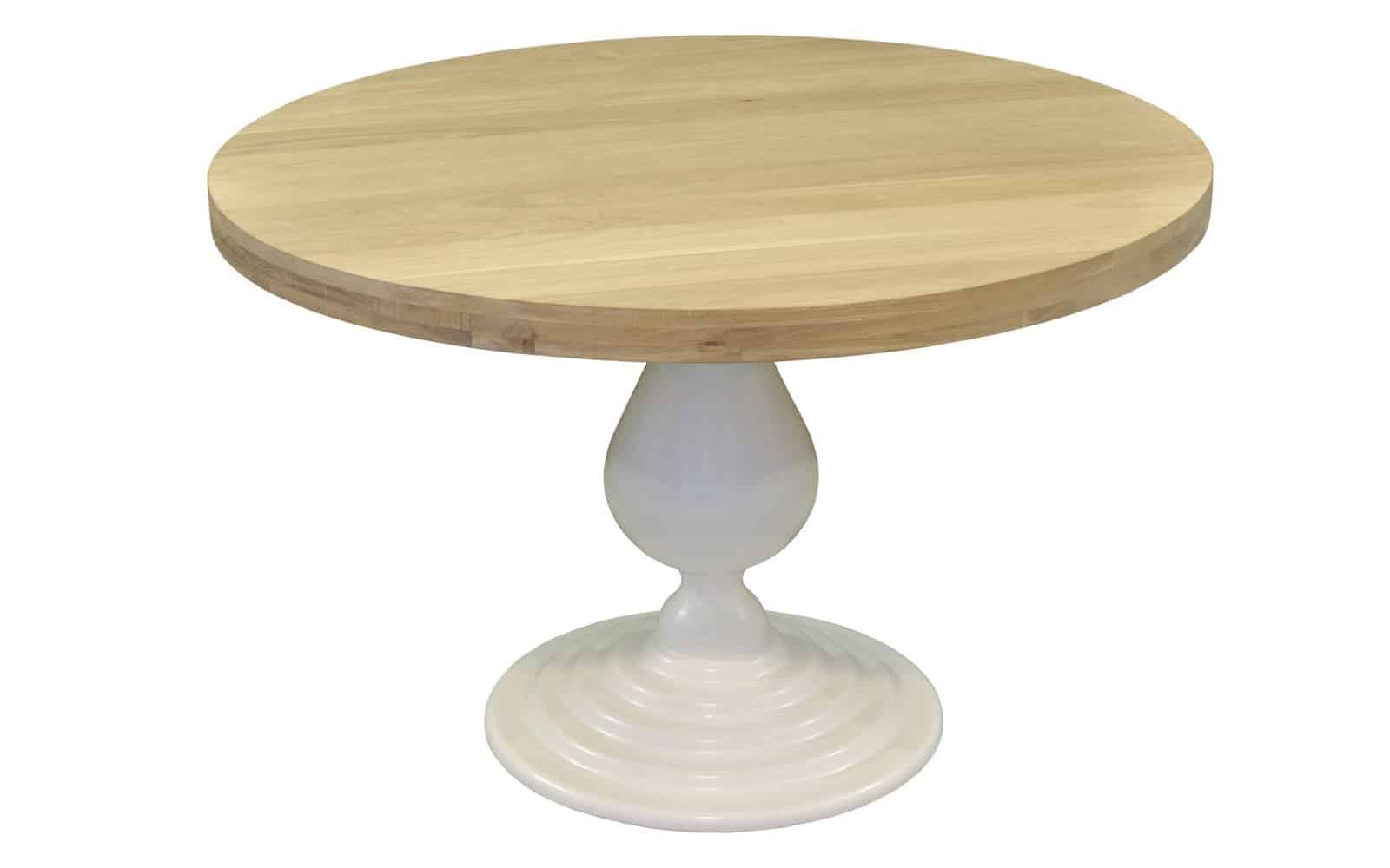 Masă Rotundă Elise, Blat Stejar, Înălțime 79 cm, Natur/Gri