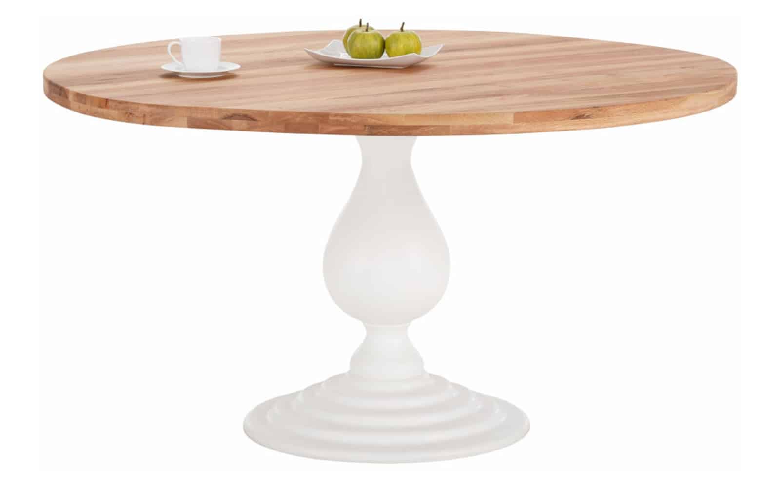 Masă Rotundă Elise, Blat Stejar, Înălțime 79 cm, Natur/Gri