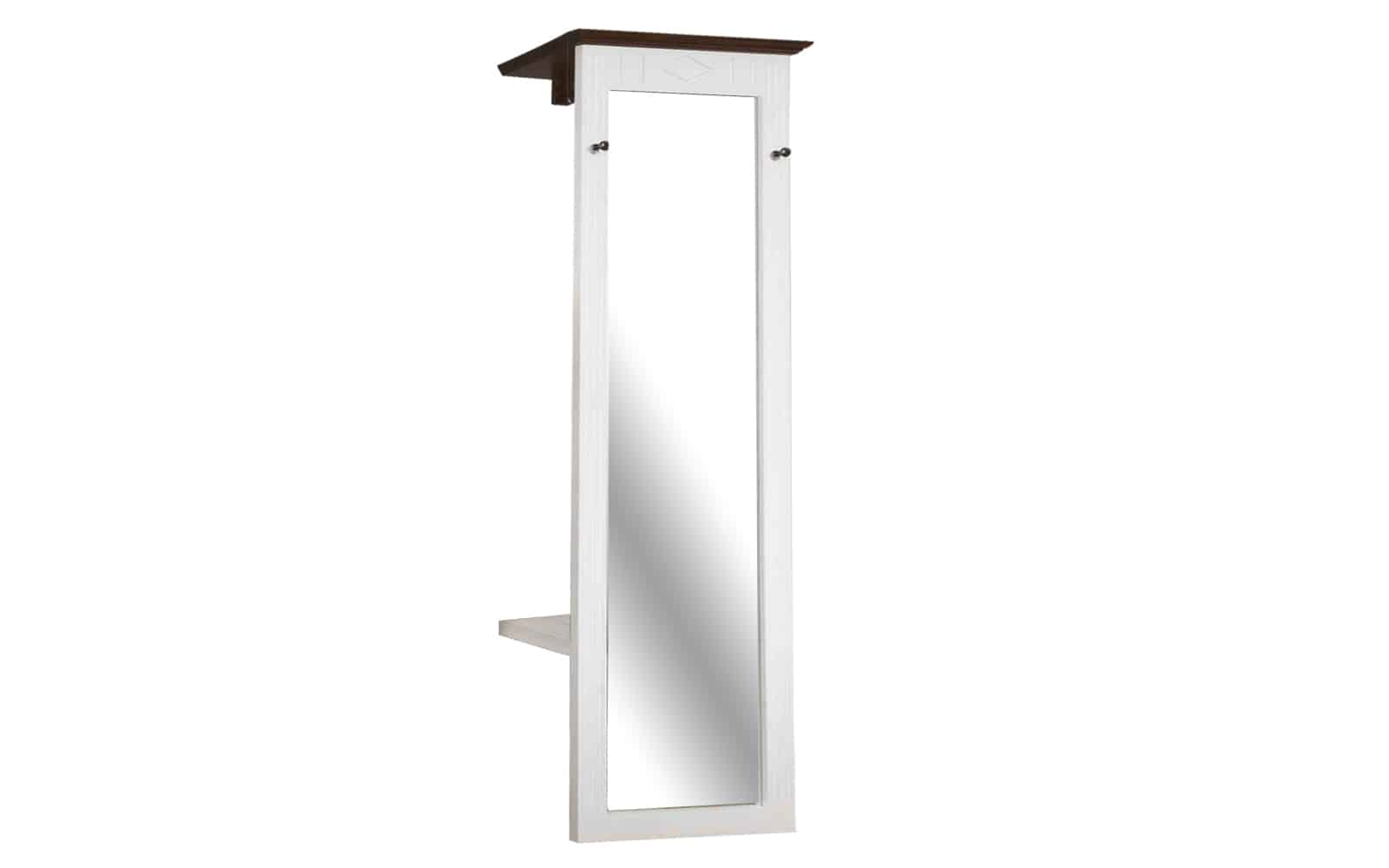 Cuier cu Oglindă Sonya, Lemn Masiv, 53x26x183cm, Alb Maro