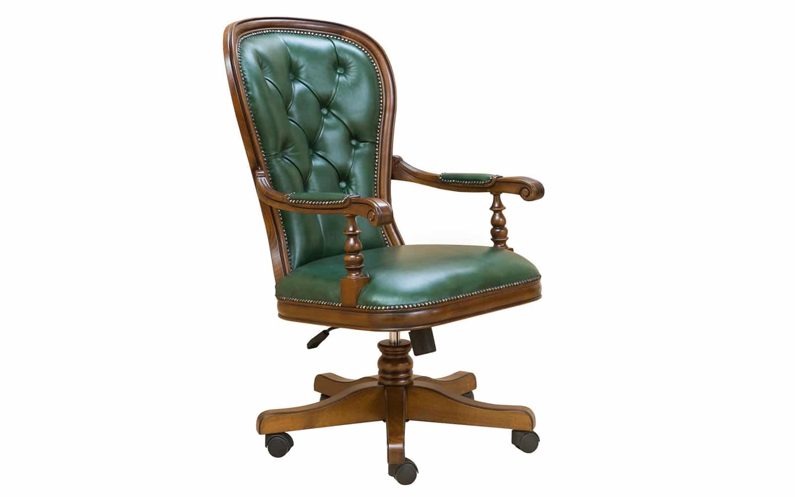 Scaun Rotativ Valerio, Lemn Masiv, Tapiterie Piele, 77 x 62 x 105 cm