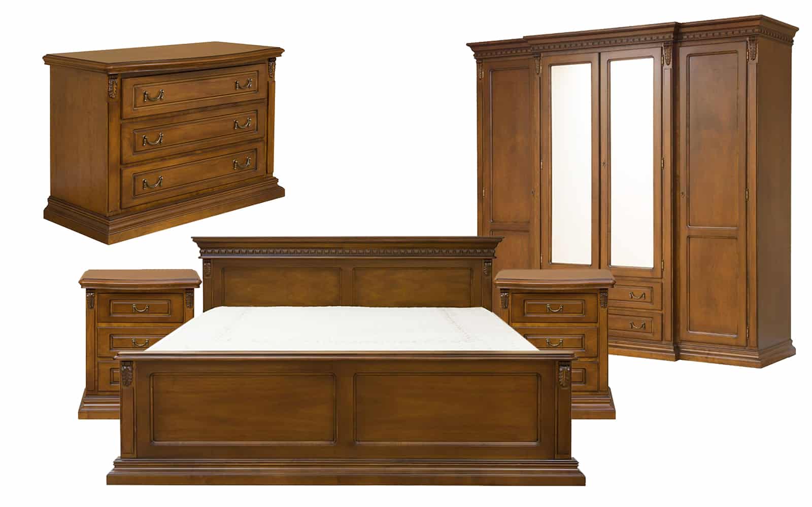 Set Dormitor Bernhard, Lemn Masiv, Nuc