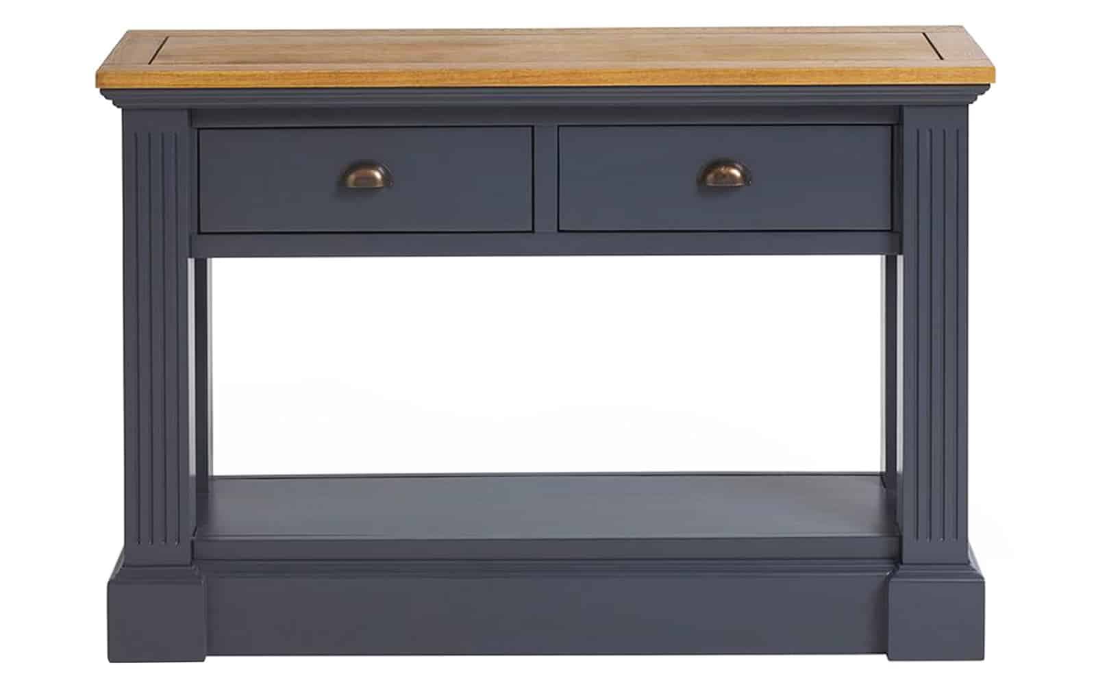 Masă Perete London, Lemn Masiv, Albastru/Natur, 115 x 37 x 77 cm