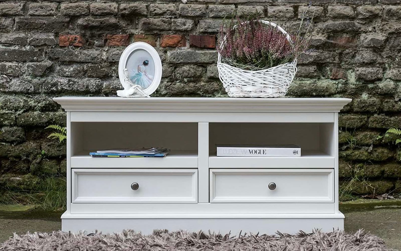 Set Living Linea, Lemn Masiv, Alb, 261 cm