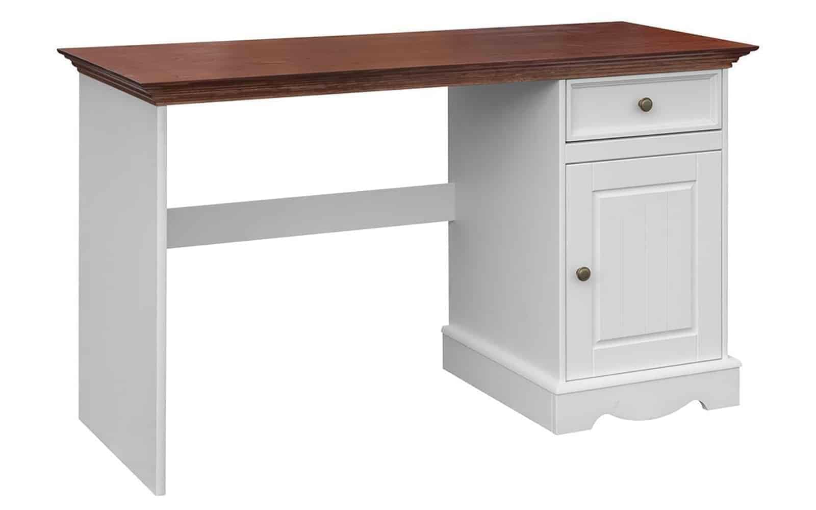 Birou Linea, Lemn Masiv, 130x53x77cm, Alb-Nuc