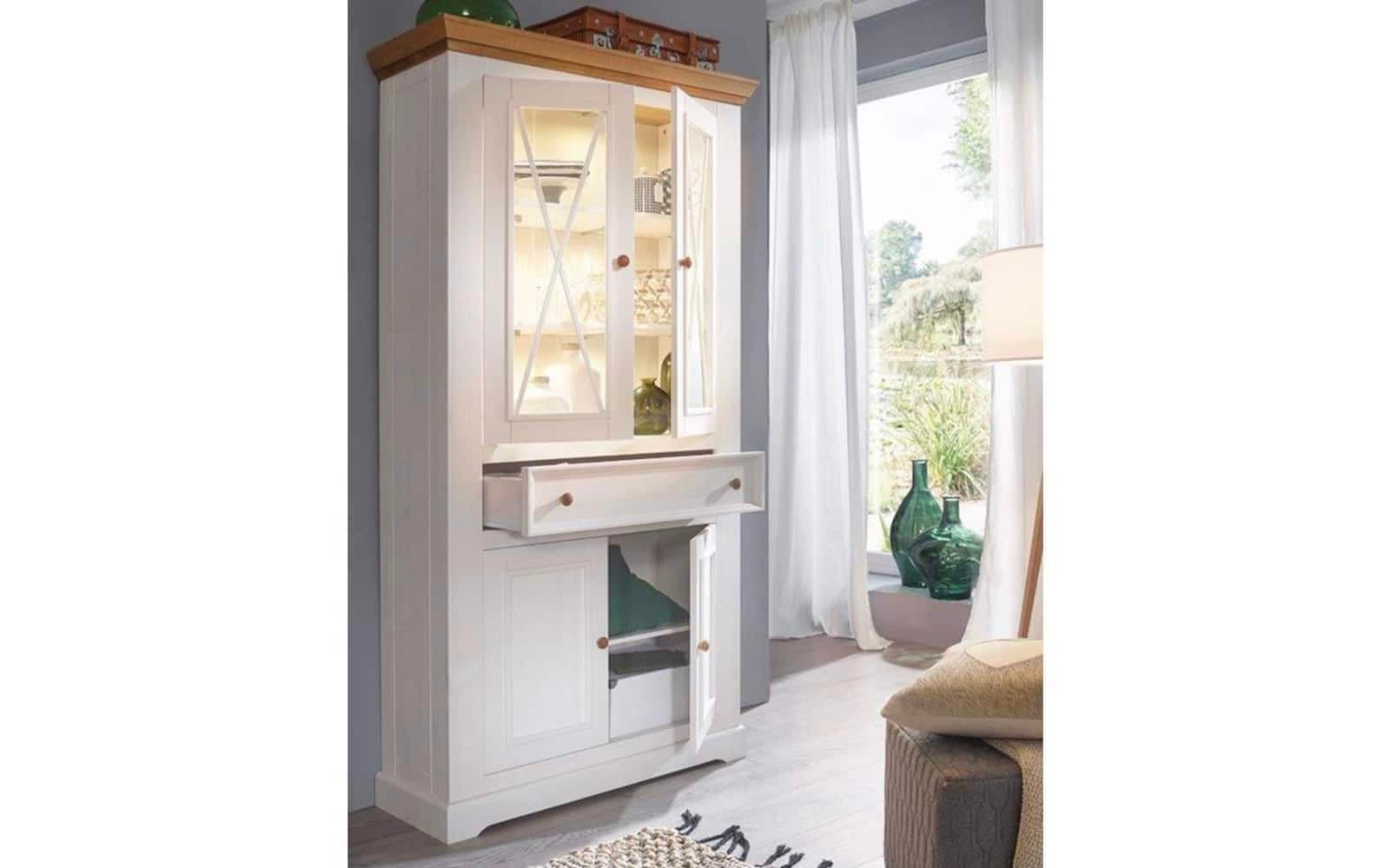 Set Living Iris, Model C, Lemn Masiv, Alb-Natur