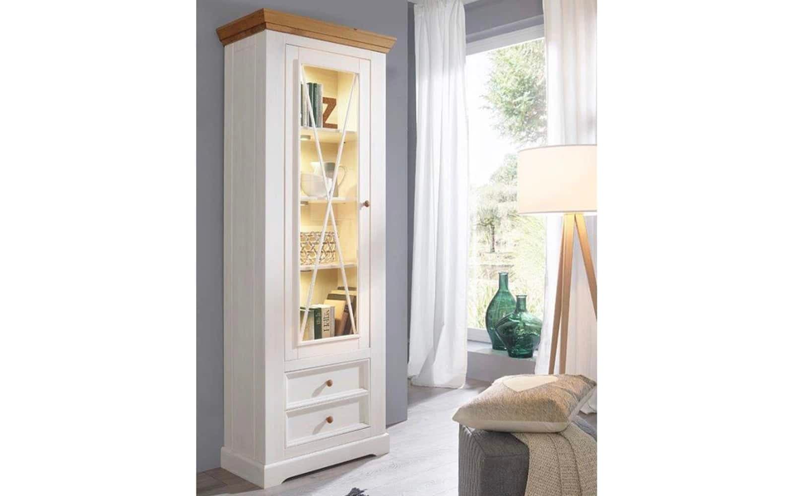 Set Living Iris, Model A, Lemn Masiv, Alb-Natur