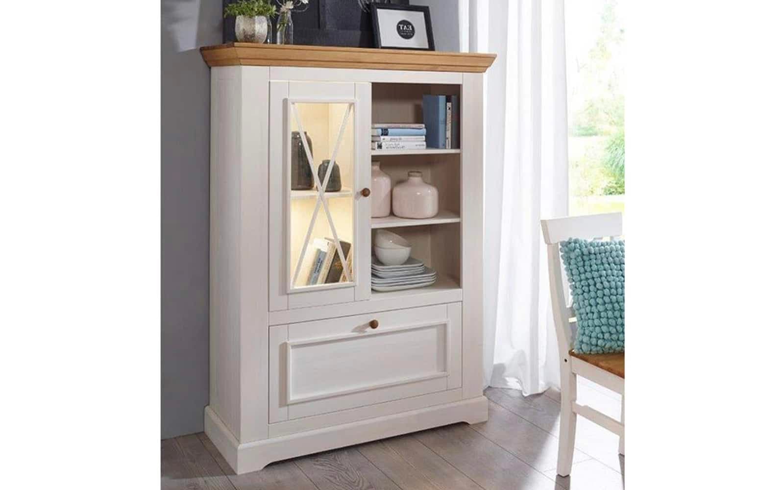 Set Living Iris, Model B, Lemn Masiv, Alb-Natur