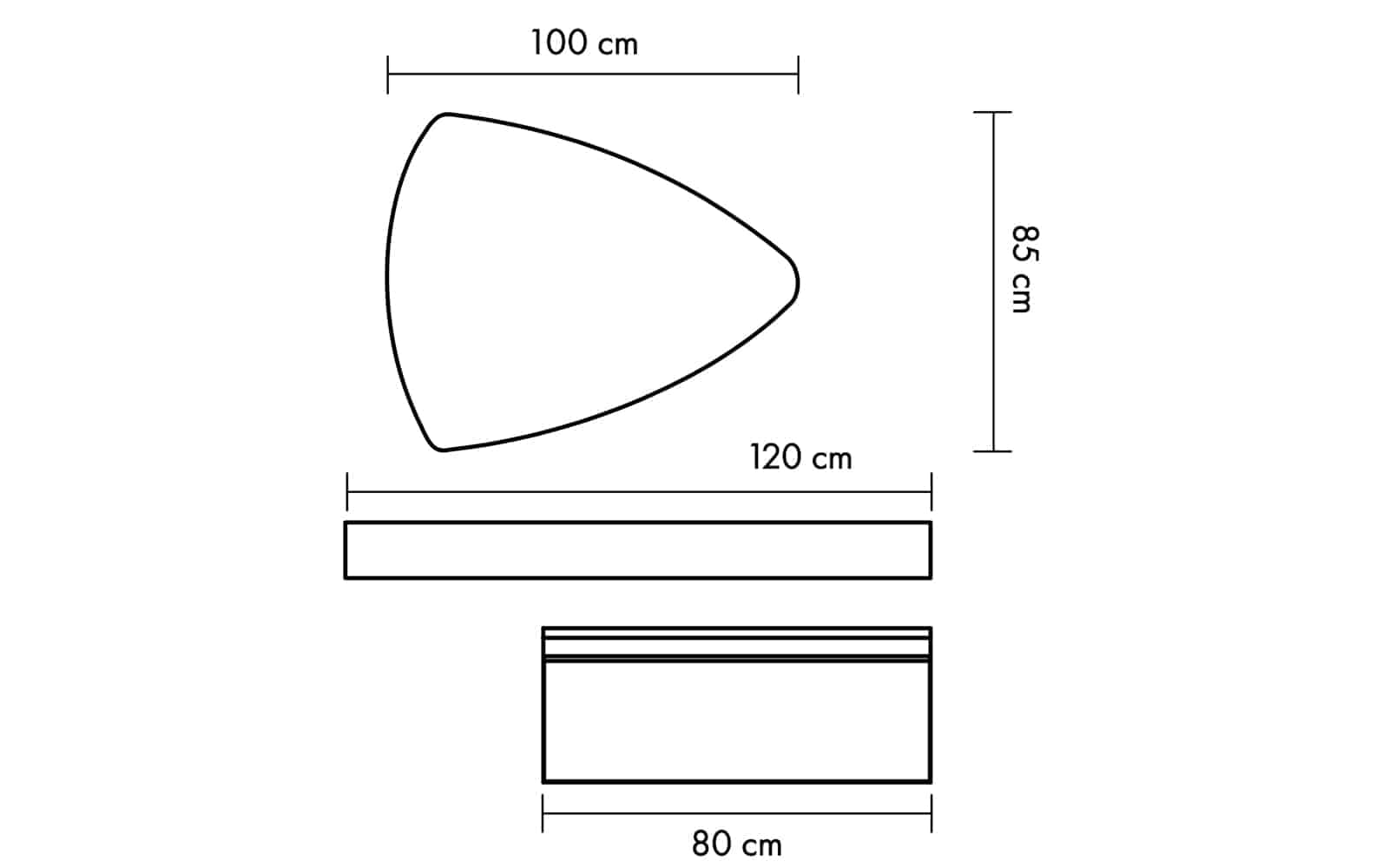Bază suspendată GIULIA 80 cm, Asimetric