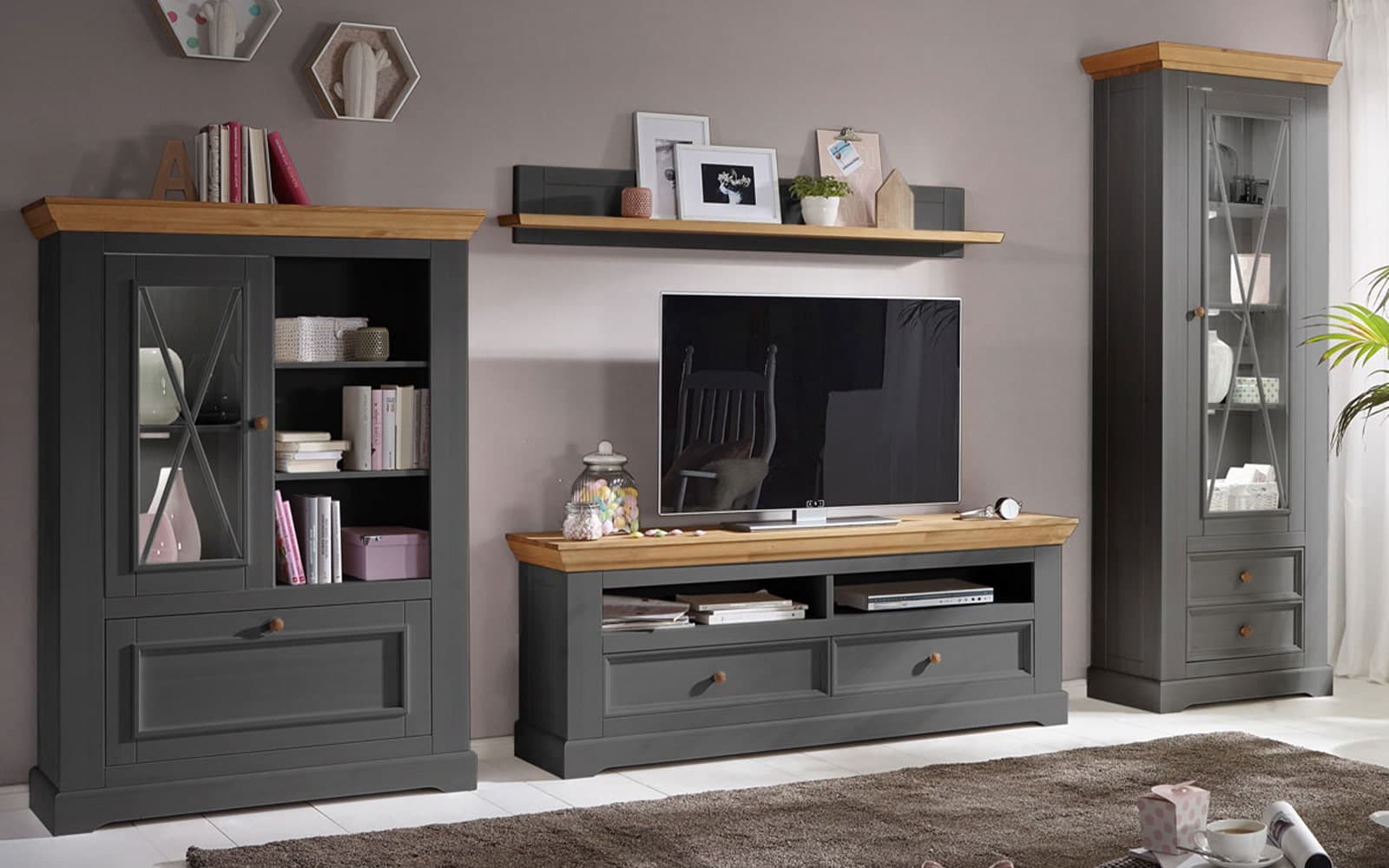 Set Living Iris, Lemn Masiv, Grafit