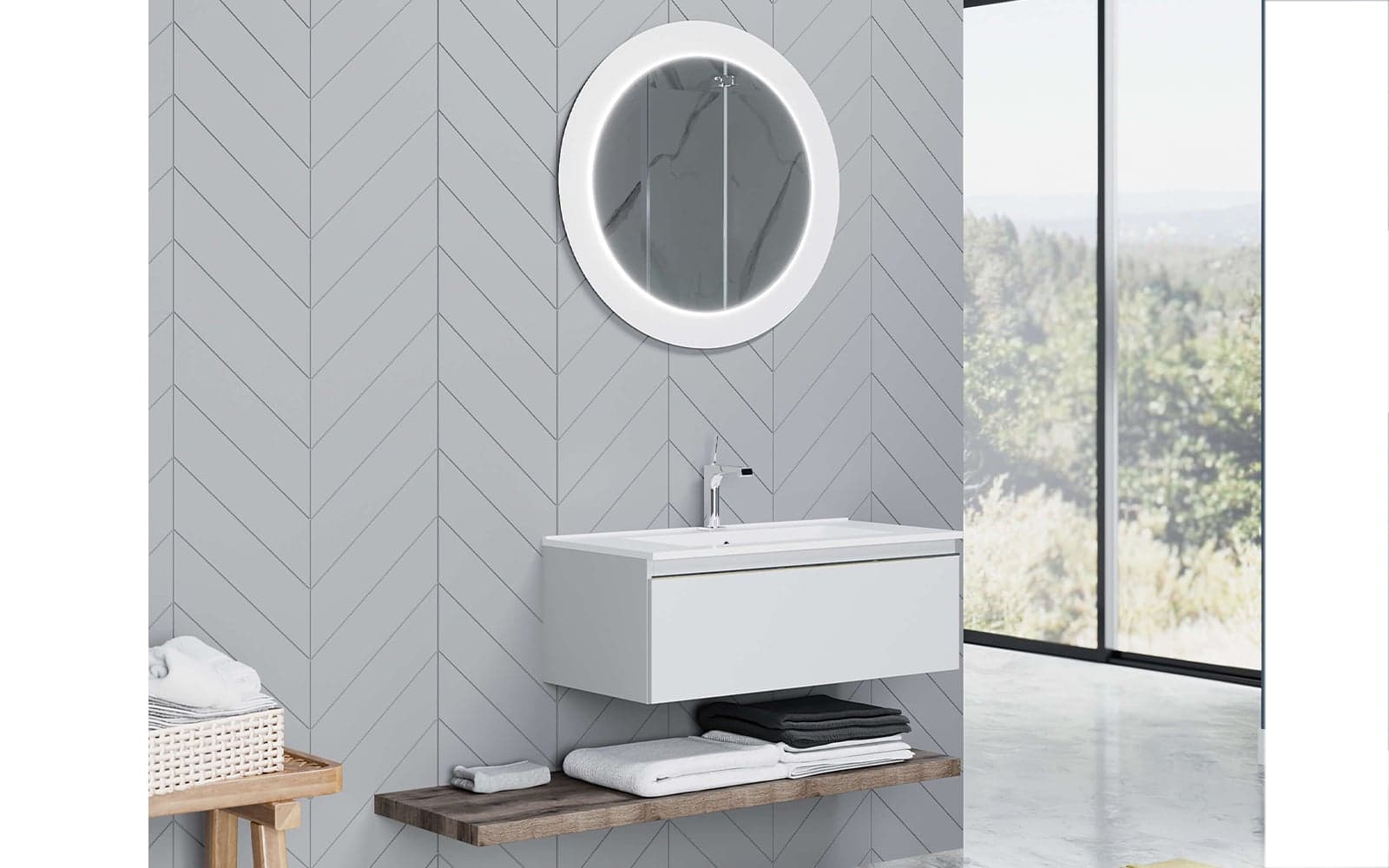 Set Mobilier Baie Suspendat Dario din lemn masiv