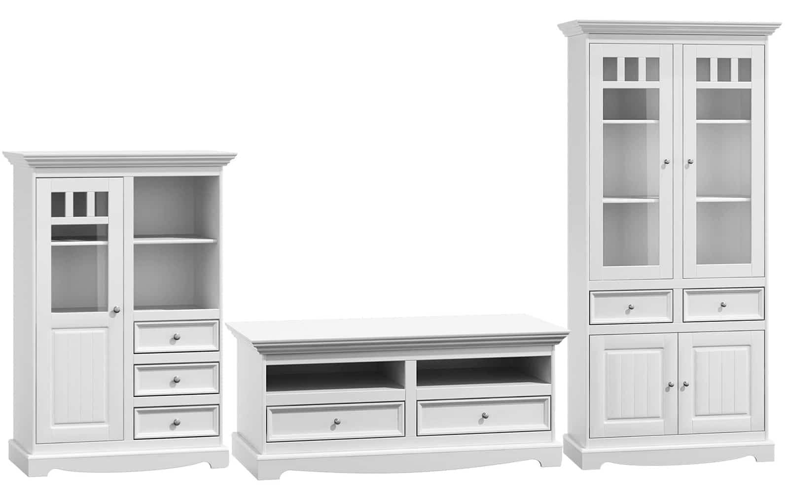 Set Living Linea, Lemn Masiv, Alb, 291 cm