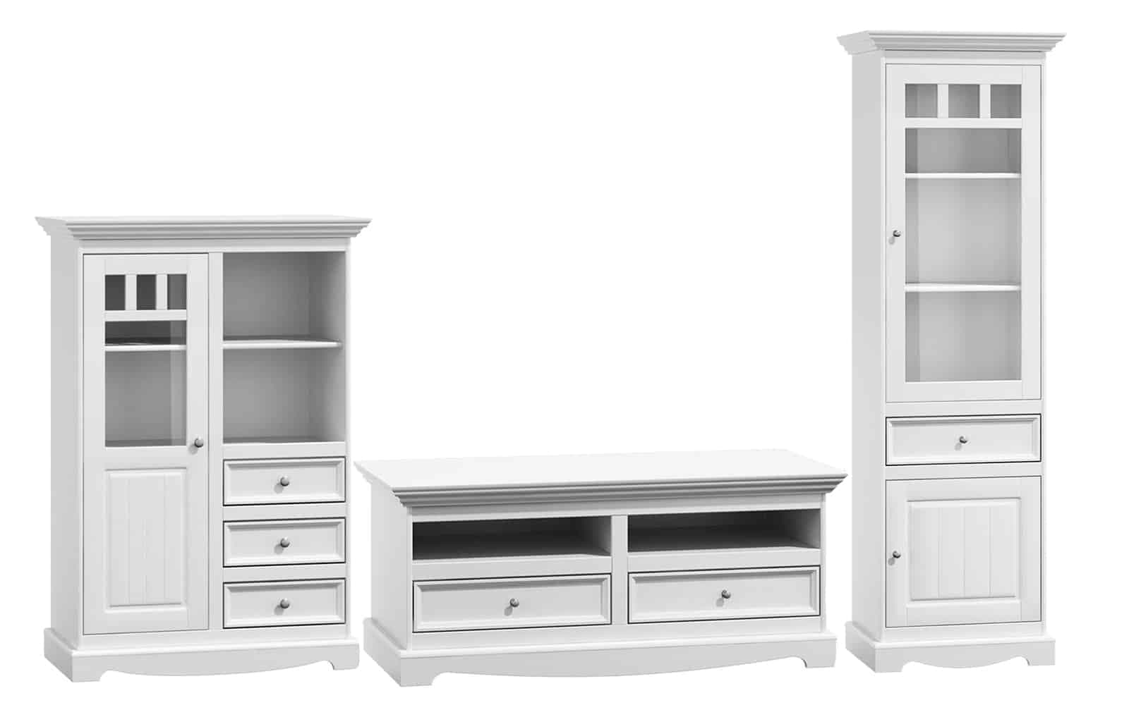 Set Living Linea, Lemn Masiv, Alb, 261 cm