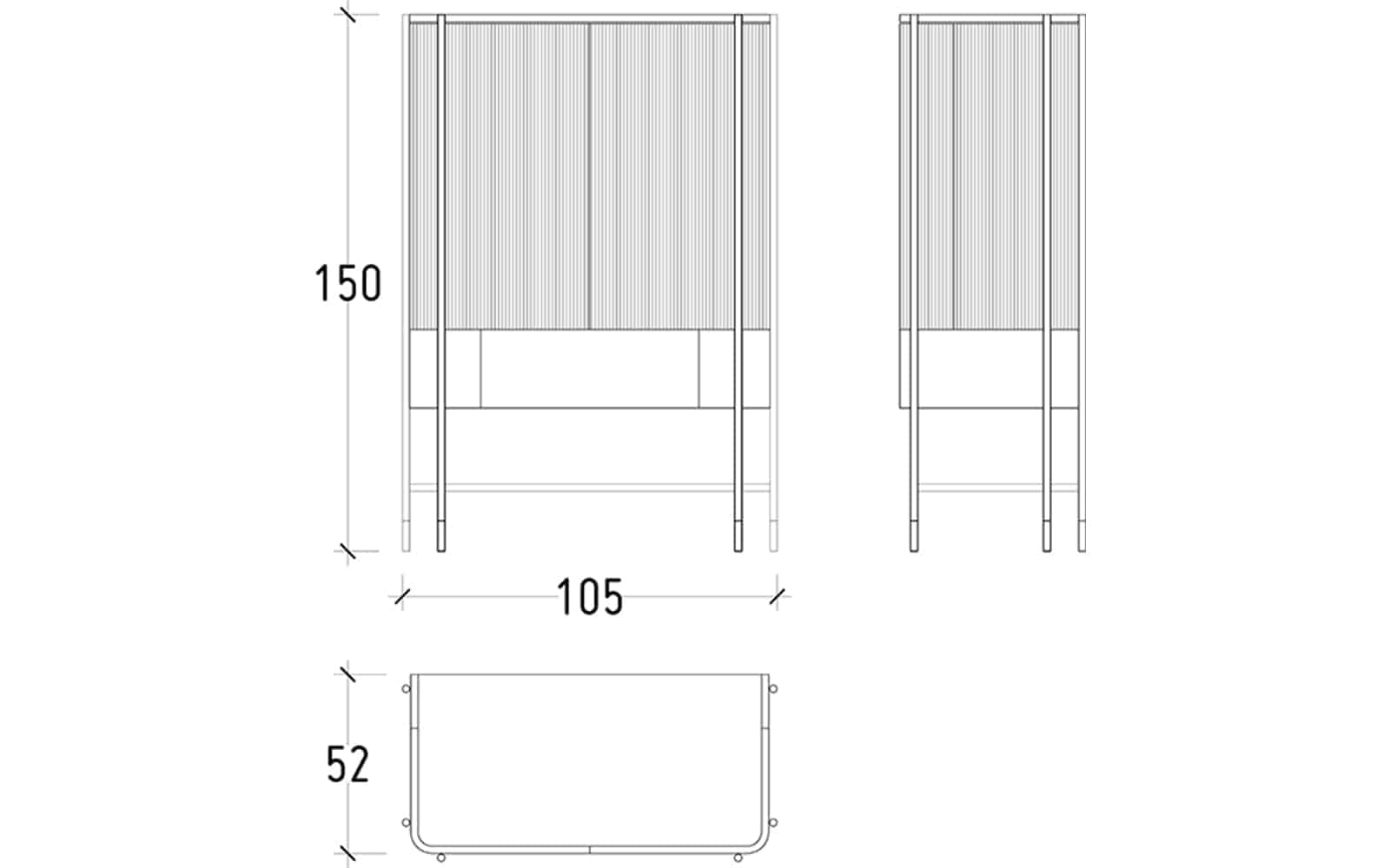 Bufet Înalt Calista, Negru-Rose Gold, L 104 x A 50 x H 150 cm din lemn masiv