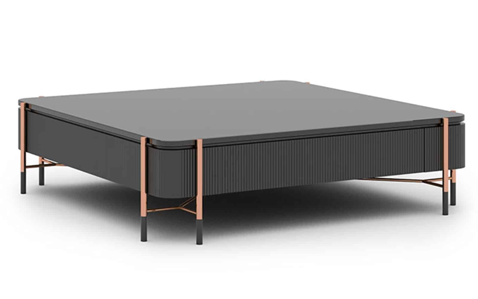 Masă Cafea Calista, Negru-Rose Gold, L 120 x A 120 x H 35 cm