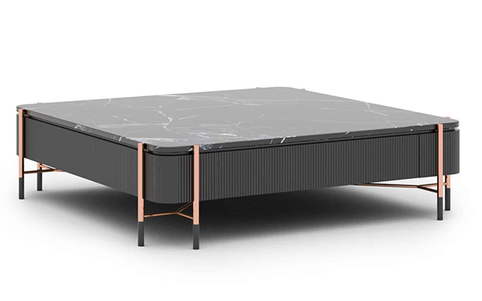 Masă Cafea Calista, Negru-Rose Gold, L 120 x A 120 x H 35 cm