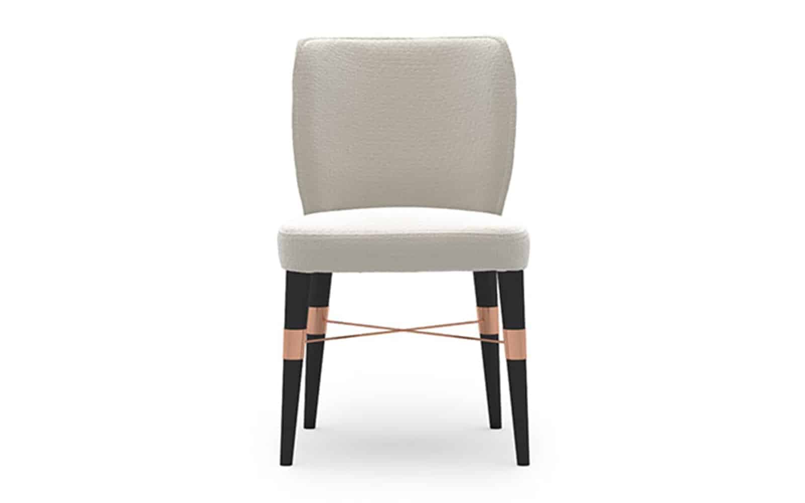 Scaun Calista, Negru-Rose Gold, Tapițerie Crem, 50 x 54 x 83 cm din lemn masiv