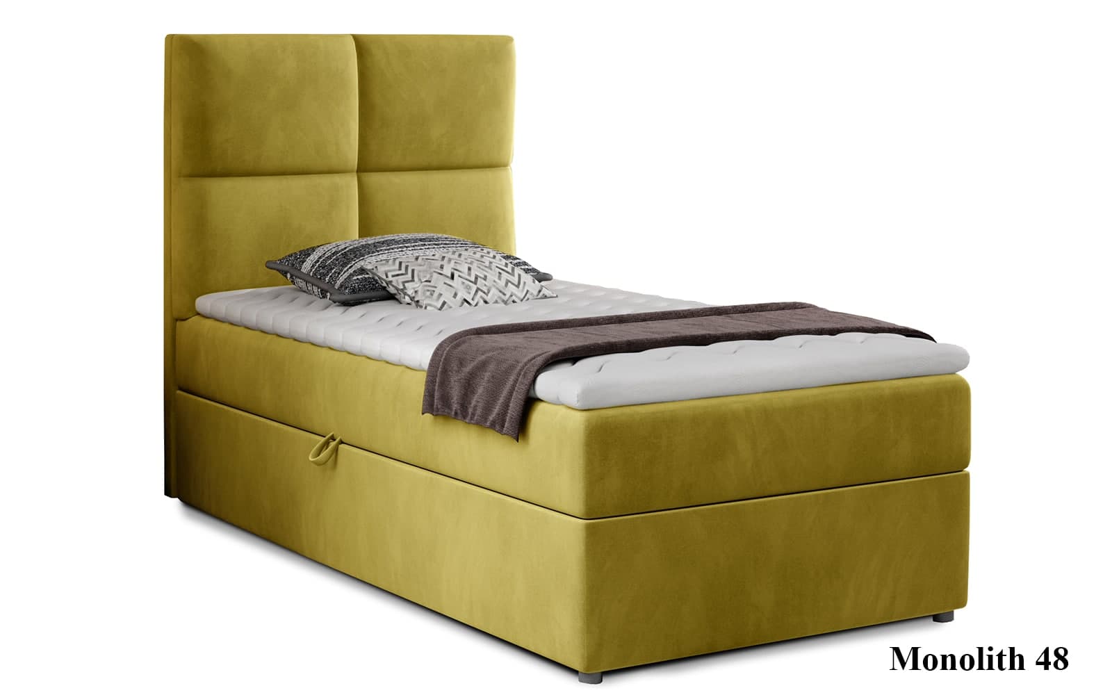 Pat Amarillo 90x200 cu Saltea, Topper, Ladă Depozitare, Personalizabil