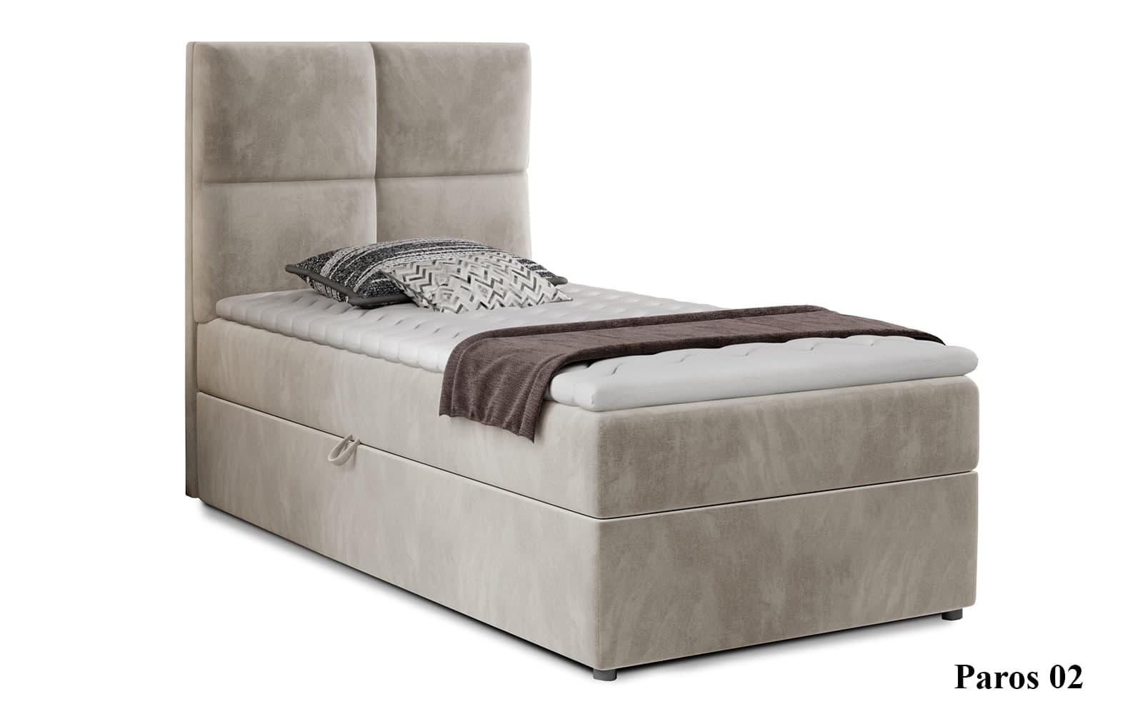 Pat Amarillo 90x200 cu Saltea, Topper, Ladă Depozitare, Personalizabil