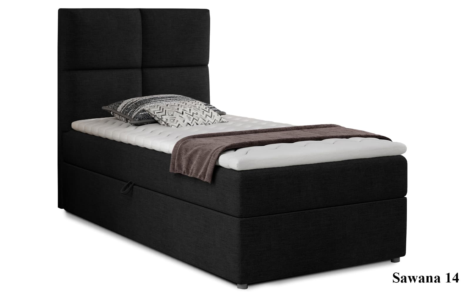 Pat Amarillo 90x200 cu Saltea, Topper, Ladă Depozitare, Personalizabil