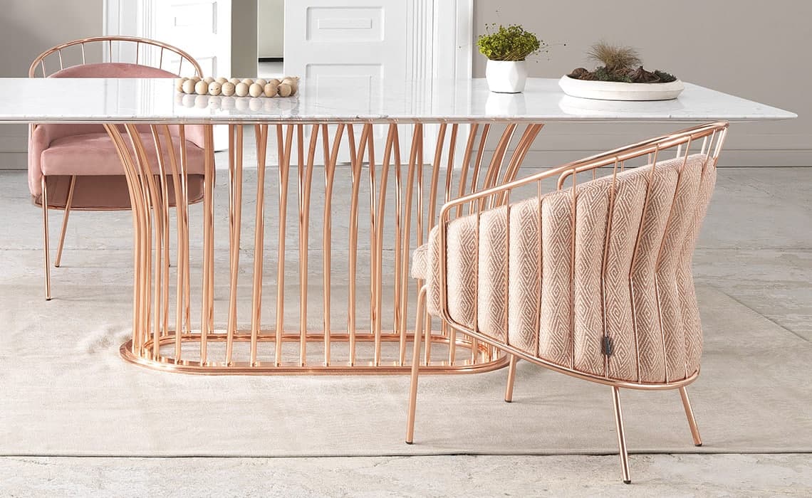 Scaun Anette, Cadru Metalic, Rose-Gold, 65 x 63 x 81 cm
