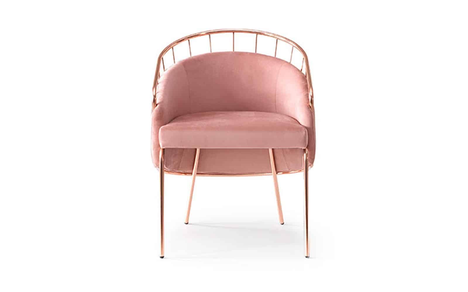 Scaun Anette, Cadru Metalic, Rose-Gold, 65 x 63 x 81 cm