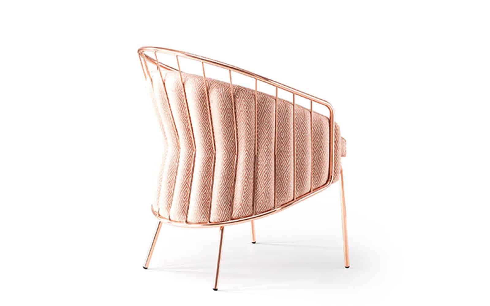 Scaun Anette, Cadru Metalic, Rose-Gold, 65 x 63 x 81 cm