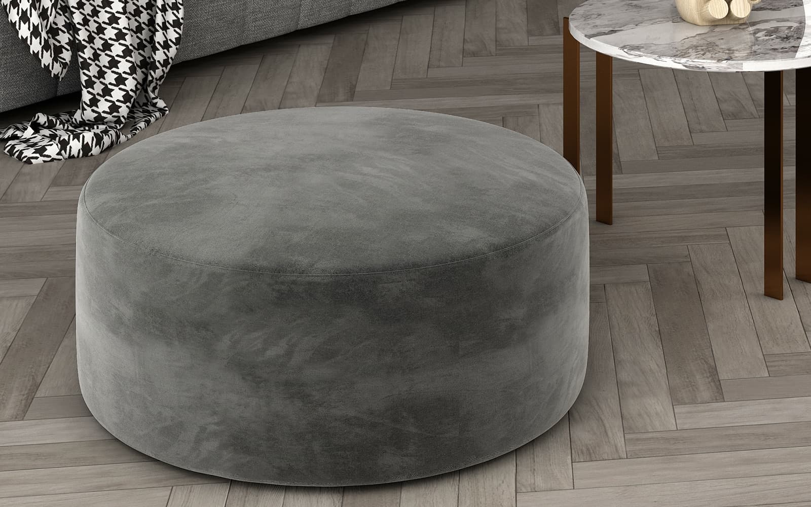 Taburet Pedro, Rotund, 75x42 cm din lemn masiv