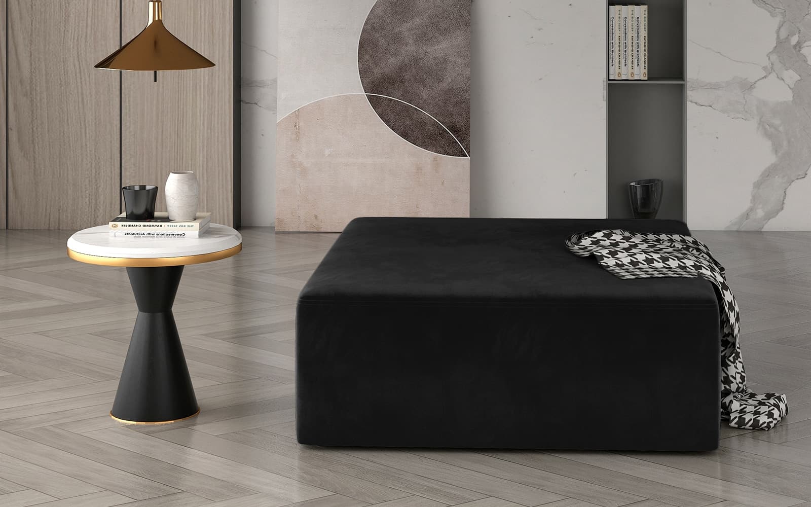 Taburet Sancho Patrat, 83x83x42 cm, Negru