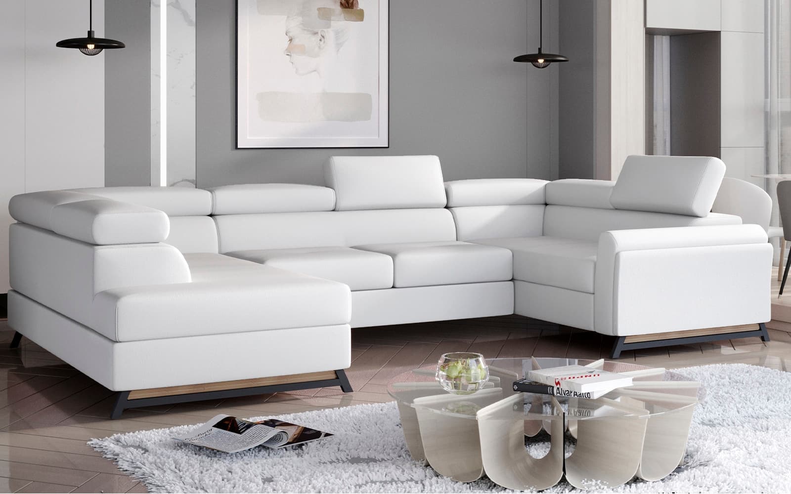 Colțar Formă U, Extensibil Amira, 330x190cm, Personalizabil