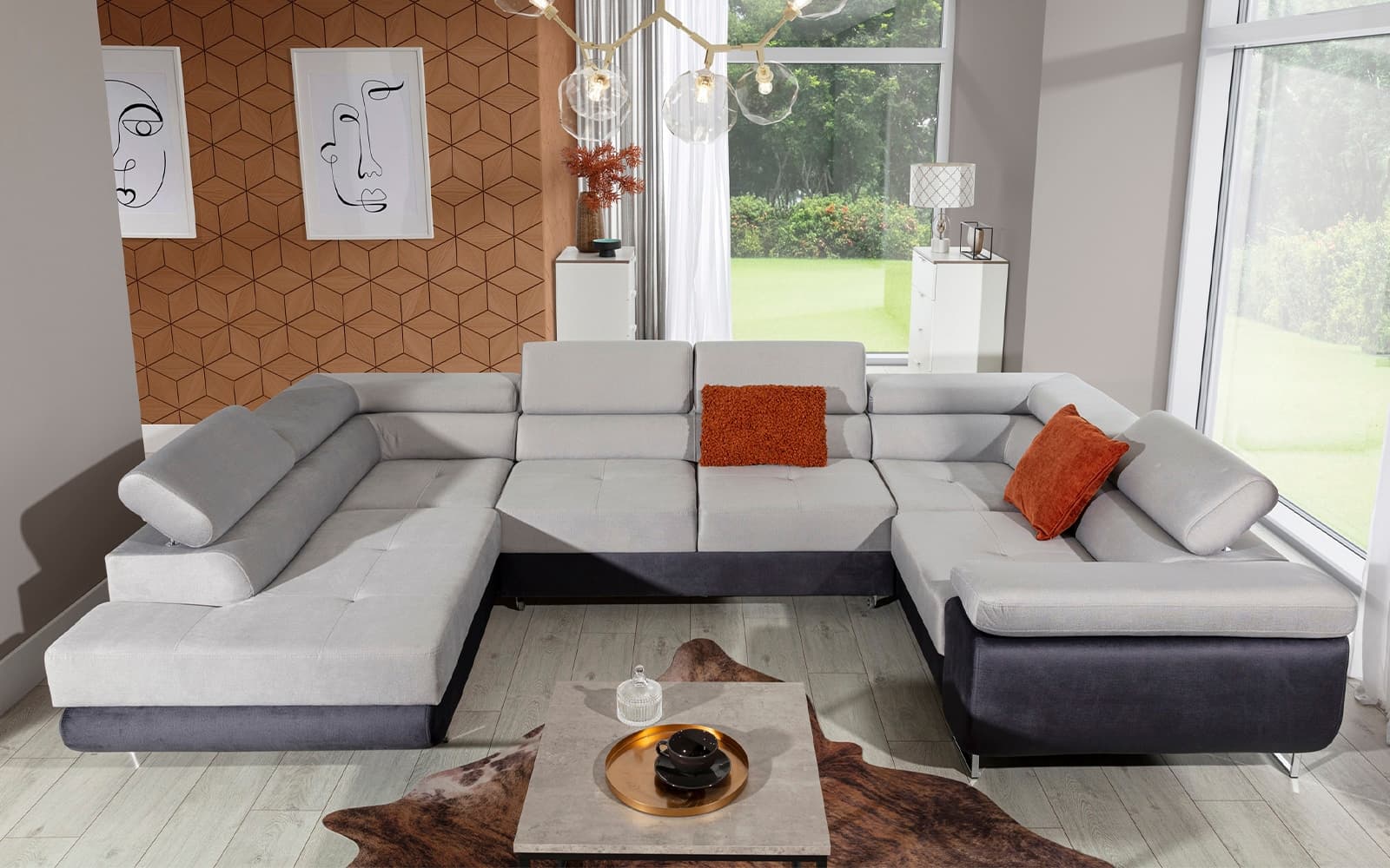 Colțar Formă U, Extensibil Lety, 340x202cm, Personalizabil