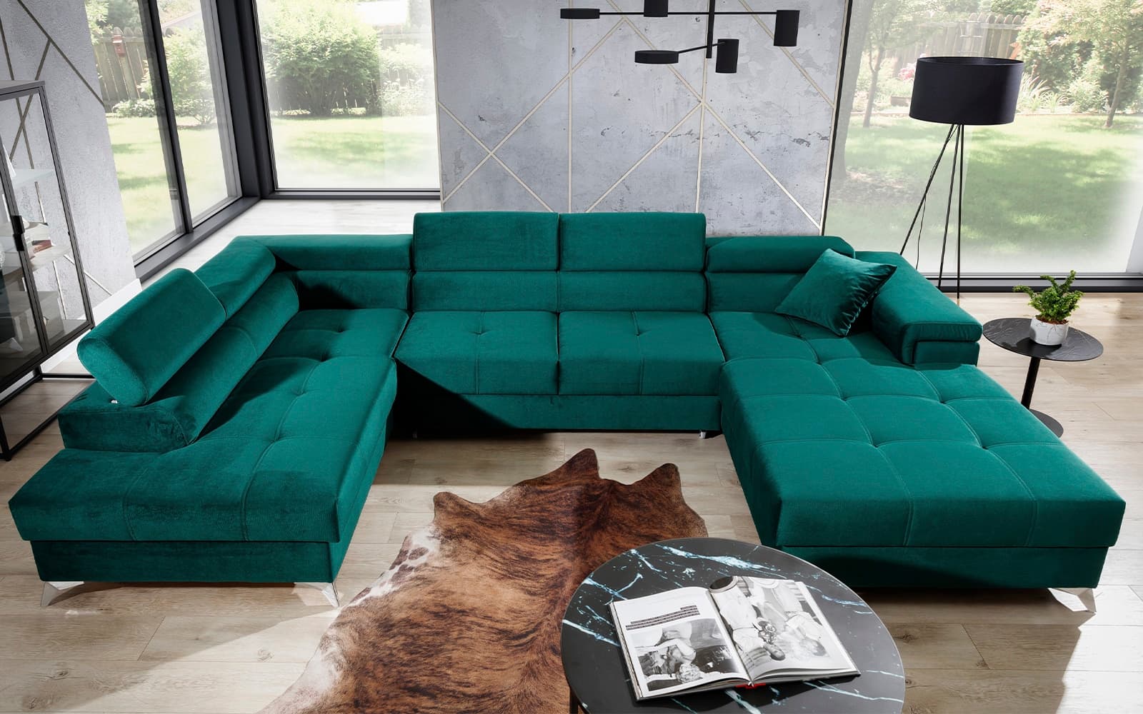 Colțar Formă U, Extensibil Linde, 345x202cm, Personalizabil din lemn masiv