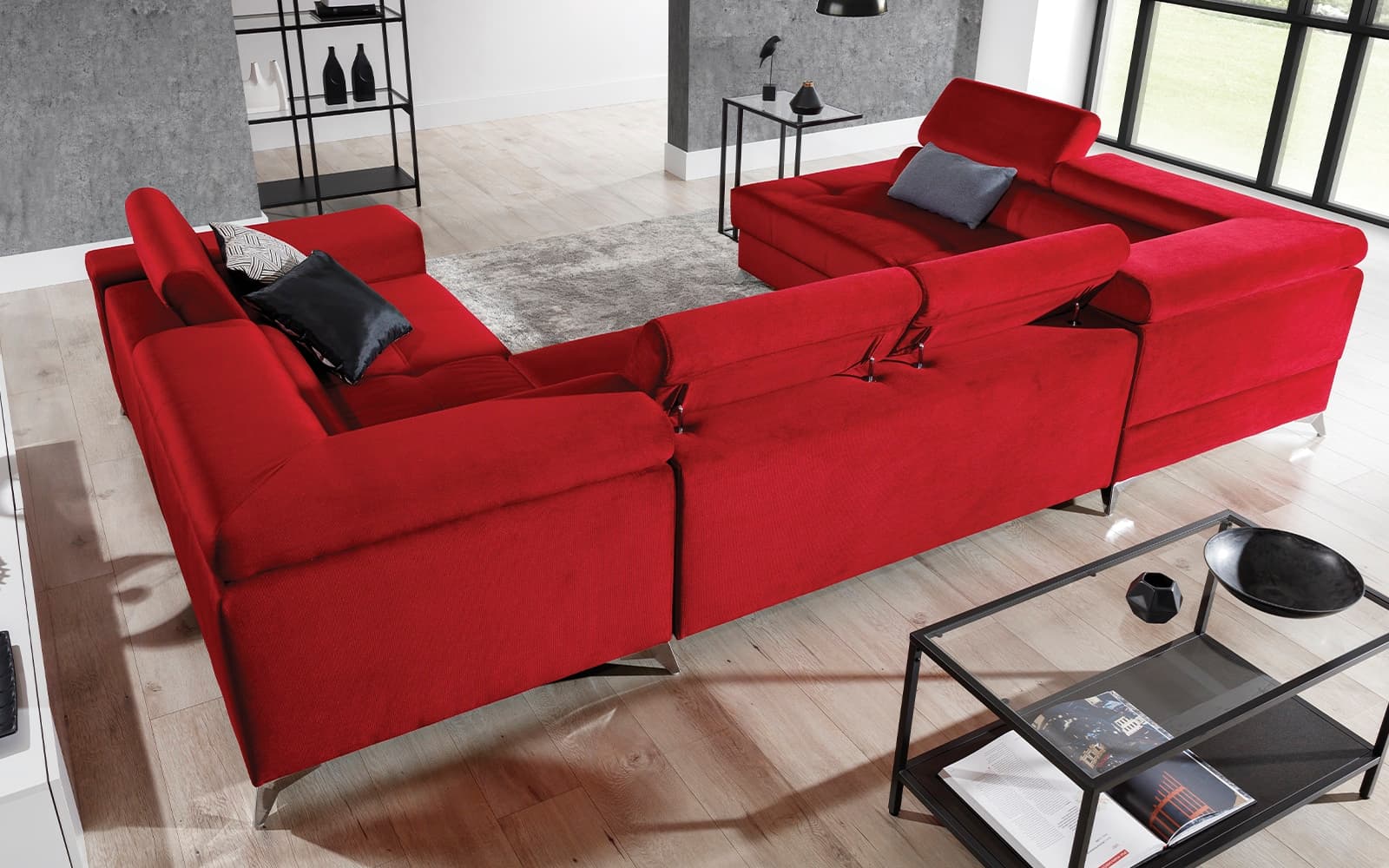 Colțar Formă U, Extensibil Tango, 350x202cm, Personalizabil din lemn masiv