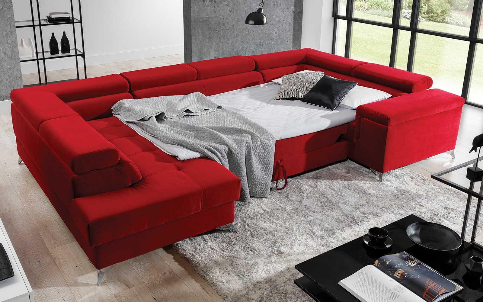 Colțar Formă U, Extensibil Tango, 350x202cm, Personalizabil din lemn masiv