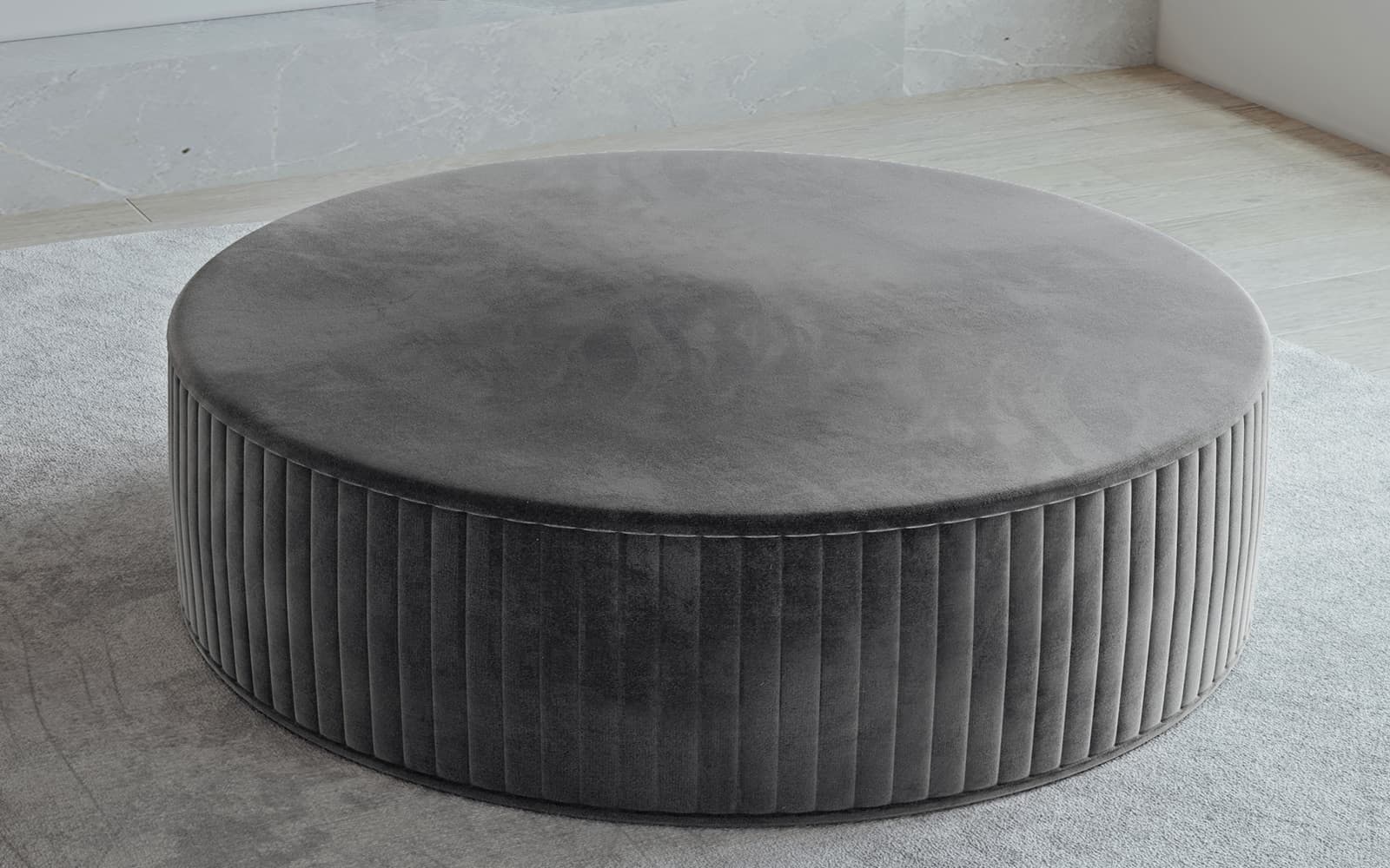 Taburet Rotund Diego, 27x73 cm, Gri din lemn masiv