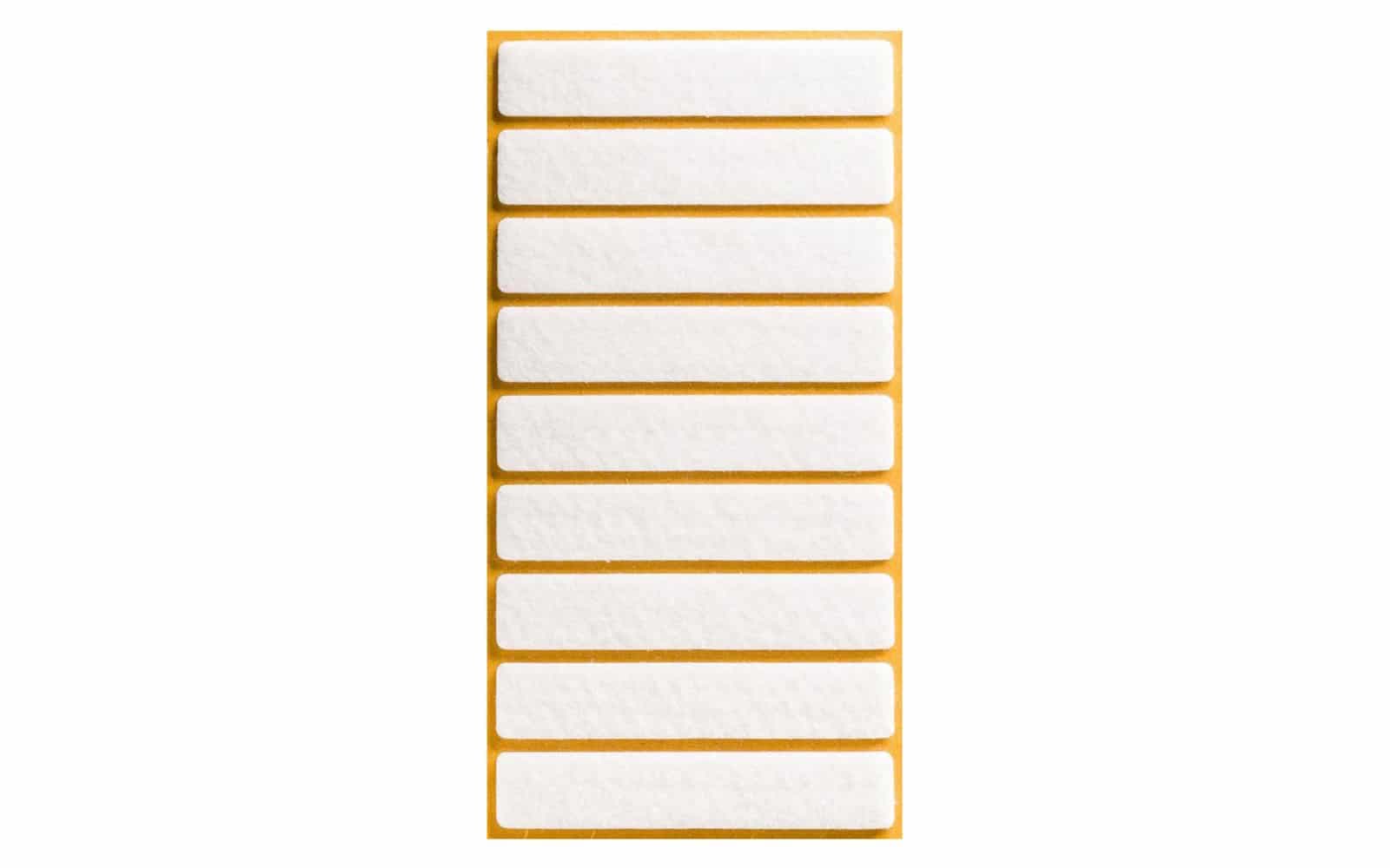 Patine Adezive, Albe, Dreptunghi 15x100 mm, Set 9 Bucati din lemn masiv