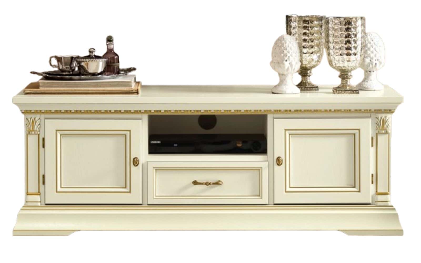 Comodă TV Victoria, 170×51×50 cm, Crem Patinat