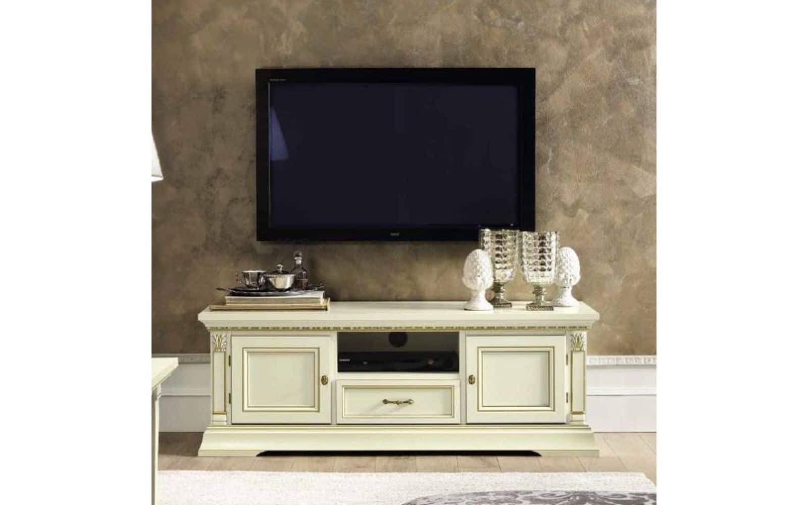 Comodă TV Victoria, 170×51×50 cm, Crem Patinat