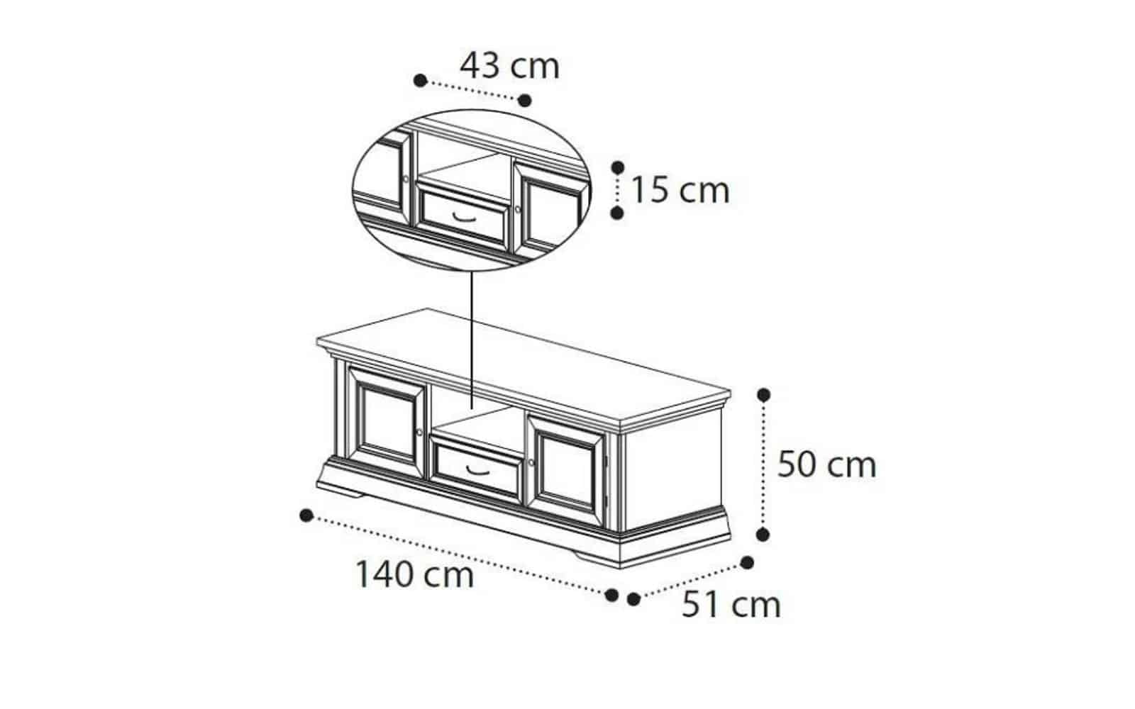 Comodă TV Victoria, 170×51×50 cm, Crem Patinat
