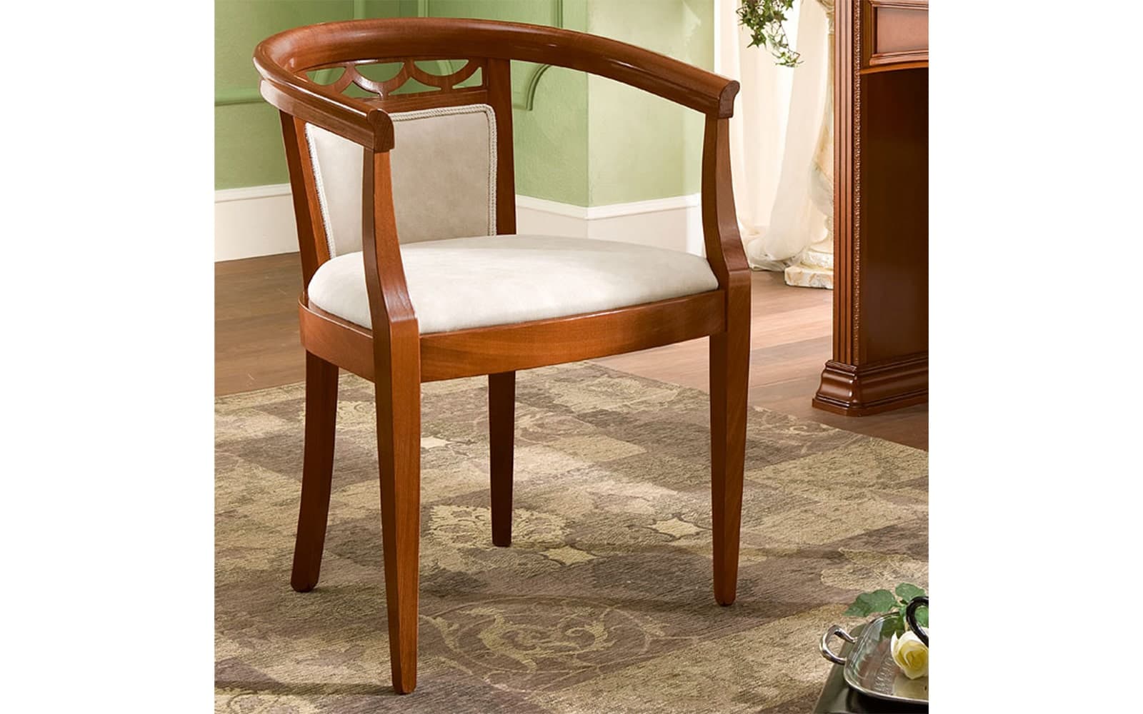 Scaun Bologna, Lemn Masiv, Nuc-Crem, 55 x 52 x 74 cm