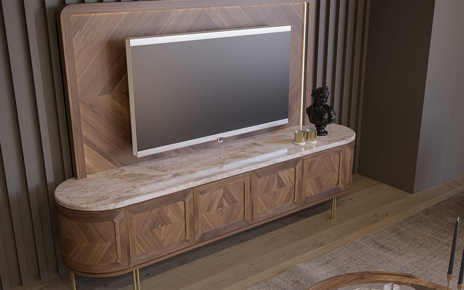 Set Living Emma, Nuc - Marmură Naturală 245x56x173cm